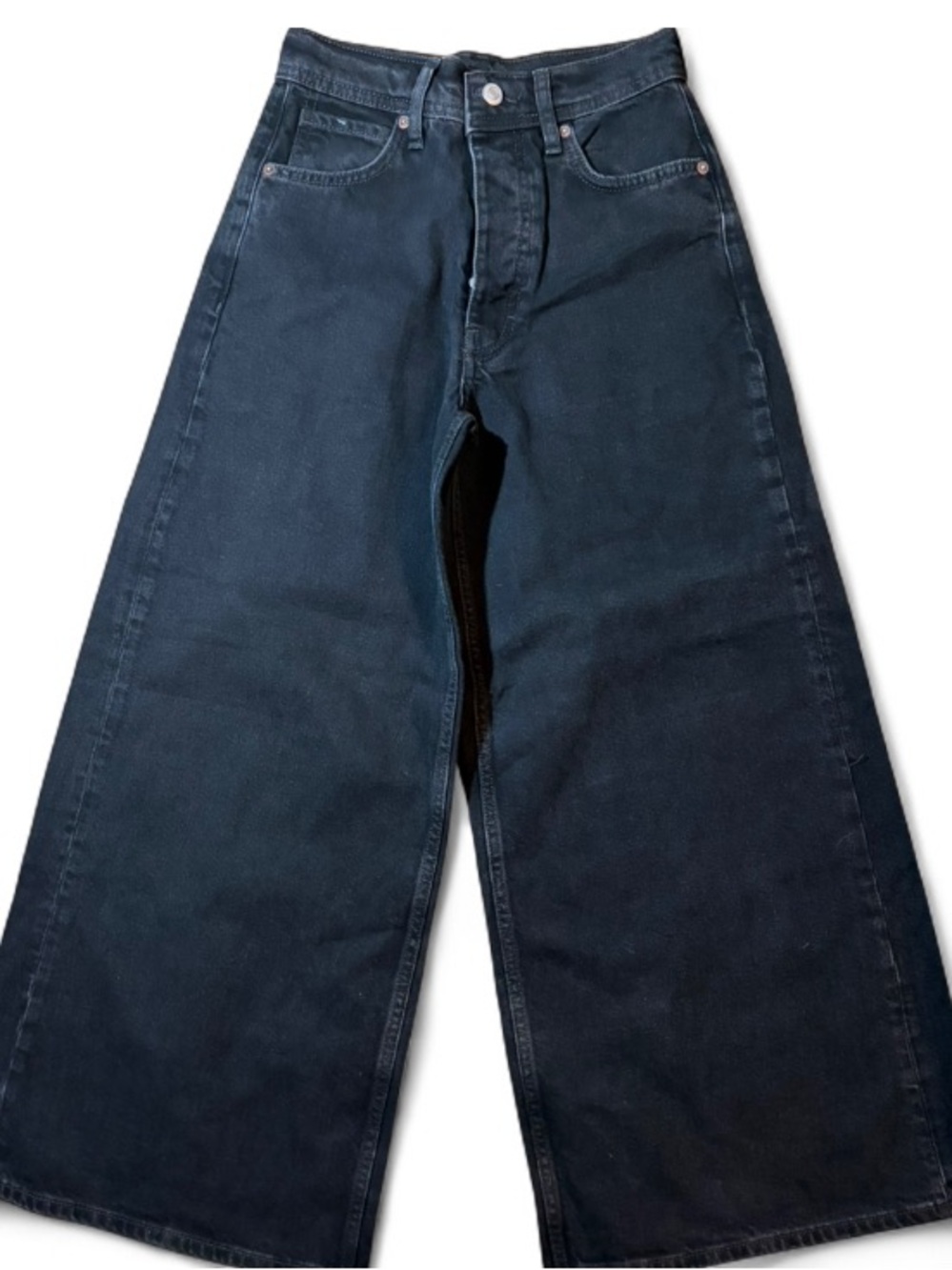 Free People We The Free Stride High Waist Wide Leg Jeans Black NWOT - Picture 4 of 6